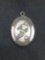 Signed Designer Oval 18x15mm Soccer Themed St. Christopher Sterling Silver Protection Medallion
