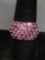 Five Rows Round Faceted Pink CZ Staggered Shared Prong Set 13mm Wide Tapered Sterling Silver Ring