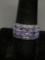 Three Row Fifteen Oval Faceted Tanzanite Gem Centers 10mm Wide Tapered Sterling Silver Ring Band