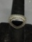 Milgrain Marcasite Detailed Vintage 17mm Wide Tapered Sterling Silver Signed Designer Ring Band w/