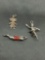 Lot of Three Girl Themed Sterling Silver Charms, One Ballerina, Diver & High Polished