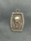 Oxidized Finished 23x16mm Detailed Virgin Mary 800 Silver Protection Medallion