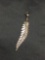 Detailed High Polished 38mm Long 7mm Wide Old Pawn Native American Feather Style Sterling Silver
