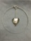 Round 48mm Diameter Sterling Silver Pendant w/ Foil Glass Bead Drop Center