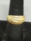 Laser-Carved Detailed Domed 10mm Wide Milor Designer Italian Made Gold-Tone Sterling Silver Band