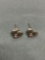 Twin Dolphin in Heart Shape w/ Round Pink Rhinestone Center 10x8mm Pair of Sterling Silver Stud