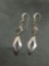 Two-Tier Diamond Shaped Design 35mm Long 10mm Wide High Polished Pair of Sterling Silver Dangle