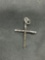 Hammer Finished High Polished 25mm Long 15mm Wide Sterling Silver Cross Pendant