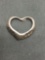 Laser-Carved Detailed 18mm Wide 15mm Tall Ribbon Heart Sterling Silver Pendant