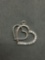 High Polished Signed Designer 20mm Wide 15mm Tall Ribbon Hearts Pendant w/ Round Faceted CZ Accents