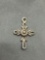 Vintage Design 20x15mm Ribbon Cross Sterling Silver Pendant