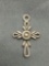 Vintage Design 20x15mm Ribbon Cross Sterling Silver Pendant