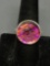 Bezel Set Round 17mm Diameter Foil Back Resin Center Sterling Silver Ring Band