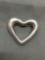 Zina Designer High Polished 38mm Wide 34mm High Sterling Silver Ribbon Heart Brooch