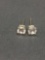 Round Faceted 5mm CZ Center Basket Set Pair of Sterling Silver Stud Earrings