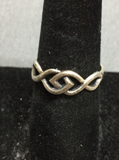 Celtic Infinity Knot Detailed 6mm Wide Tapered Sterling Silver Band