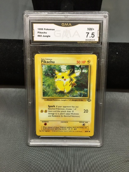 GMA Graded 1999 Pokemon Jungle PIKACHU Trading Card - NM+ 7.5