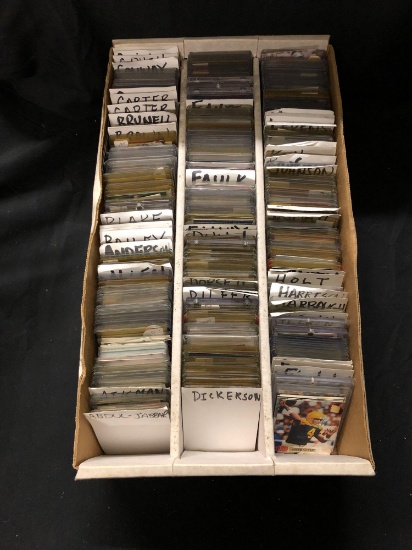 3 Row Box of Football Cards that are Divided By Player from Huge Card Shop Closeout