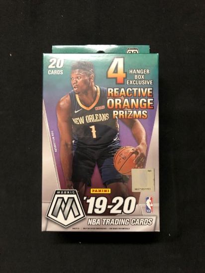 Factory Sealed 2019-20 Panini Mosaic Basketball 20 Card Hanger Box with 4 Reactive Orange Prizms