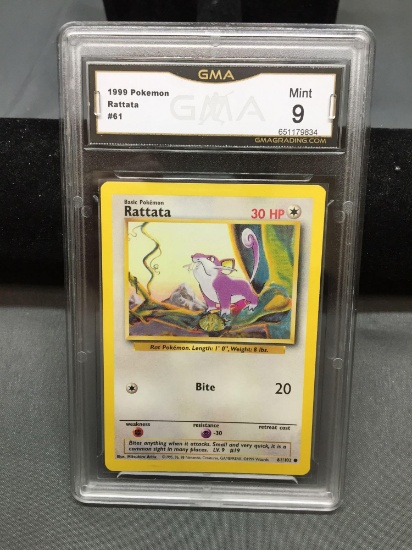 GMA Graded 1999 Pokemon Base Set Unlimited RATTATA Trading Card - MINT 9