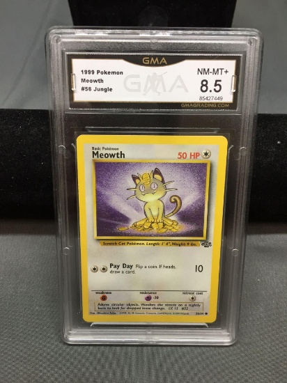 GMA Graded 1999 Pokemon Jungle MEOWTH Trading Card - NM-MT+ 8.5