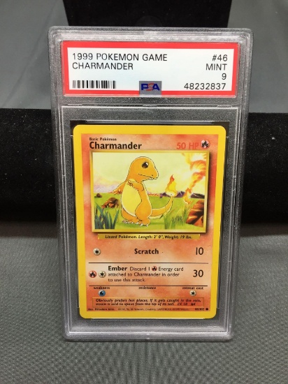 PSA Graded 1999 Pokemon Base Set Unlimited CHARMANDER Trading Card - MINT 9