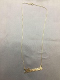 Hannah Themed 47mm Long Gold-Tone Sterling Silver 20in Long Name Necklace