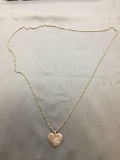 Lucy Ann Designer Children Themed 24x24mm Heart Shaped Sterling Silver Pendant w/ 30in Long Bead