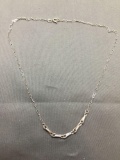 Chain Link Center Detailed 16in Long 4mm Wide Sterling Silver Necklace