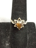Oval 7x5mm Tiger's Eye Cabochon Star of David Design Sterling Silver Ring Band