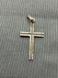 Textured & High Polished Detailed 23mm Long 13mm Wide Sterling Silver Cross Pendant