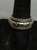 Hand-Crafted Thai Made 10mm Wide Sterling Silver Cigar Spinner Band w/ Ichthys Detailed Center