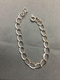 High Polished Curb Link 6mm Wide 6.5in Long Sterling Silver Bracelet