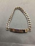 Speidel Designer USA Made 6mm Wide Curb Link 7in Long Sterling Silver Engravable ID Tag Bracelet