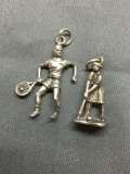 Lot of Two Sterling Silver Sports Charms, One Tennis & Golf
