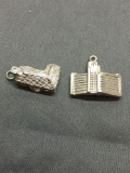 Lot of Two Sterling Silver Building Themed Charms, One Las Vegas Casino & One Log Cabin