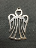 High Polished Heart Motif Angel Design 35mm Tall 20mm Wide Signed Designer Sterling Silver Pendant