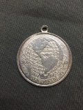 Round 24mm Diameter 1964 New York World's Fair Themed Signed Designer Sterling Silver Pendant