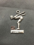 Large 32mm Tall 2mm Wide Olympic Diver Themed Sterling Silver Pendant