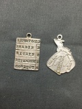 Lot of Two Sterling Silver Charms, One Report Card & One State of Michigan