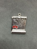 Enameled Diploma '65 Themed High Polished 20x16mm Sterling Silver Charm