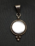 High Polished Engravable Rope & Bead Ball Detailed 30mm Long 17mm Wide Sterling Silver Pendant