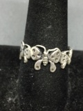 Five Graduating Butterfly Decorated 10mm Wide Sterling Silver Band