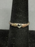 Black Hills Styled 3.5mm Wide Heart Center Signed Designer Sterling Silver w/ 12Kt Gold Accents Ring