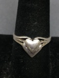 Two -Tier Heart Center 10mm Wide High Polished Sterling Silver Ring Band