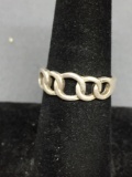 Graduating Five Knot Themed 7mm Wide Tapered Signed Designer Sterling Silver Band