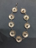 Old Pawn Mexico Detailed Sombrero Link 8in Long 15mm Wide Sterling Silver Link Bracelet