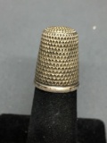 Sterling Silver Detailed 22mm Tall 17mm Diameter Signed Designer Size 6 Sewing Thimble