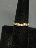 Round Faceted Gypsy Set CZ Centers Wave Design Gold-Tone Sterling Silver Constellation Band