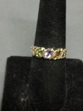 Avon Designer Three Marquise Faceted Diagonal Set Citrine, Amethyst & Peridot Centers 6mm Wide